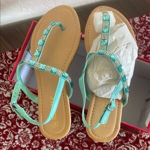 Turquoise Beaded Sandals